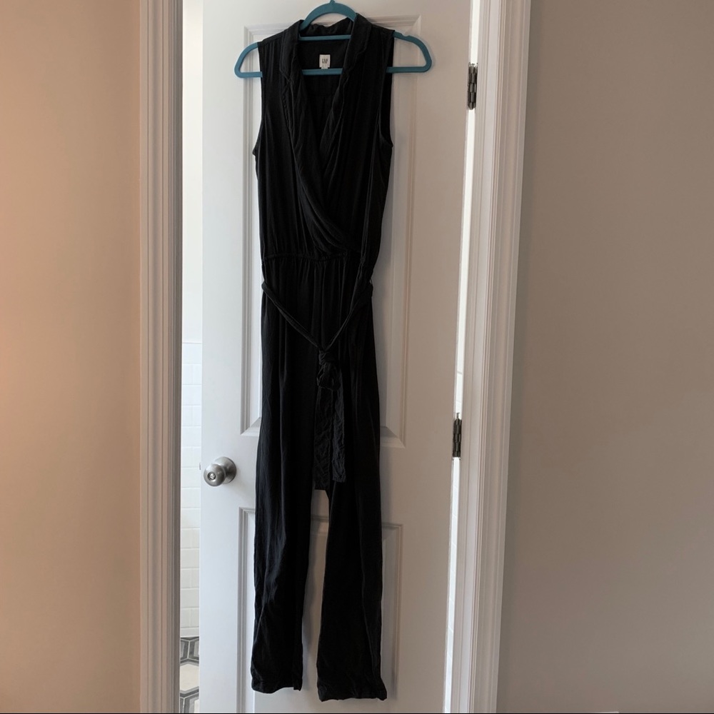 Black wrap front jumpsuit